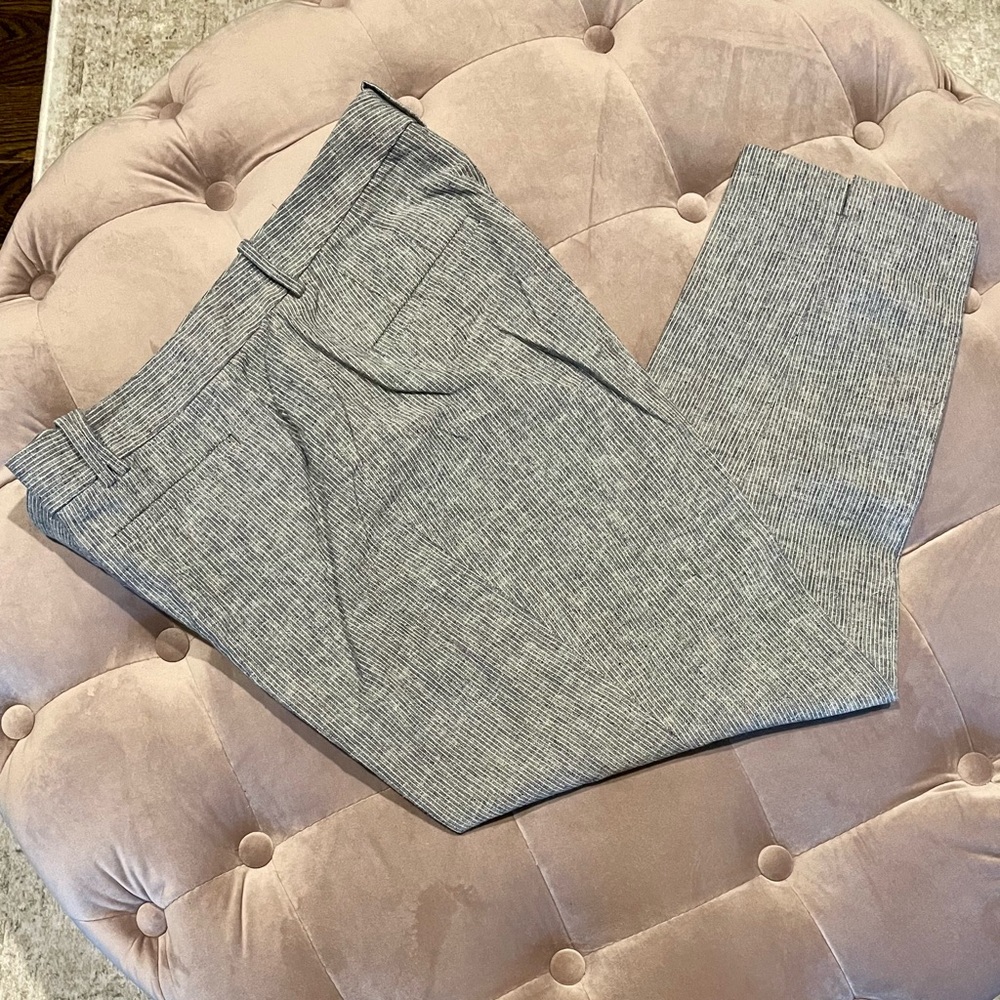 Ann Taylor Cropped Ankle Pants - Blue / Grey Color with White Pinstripes